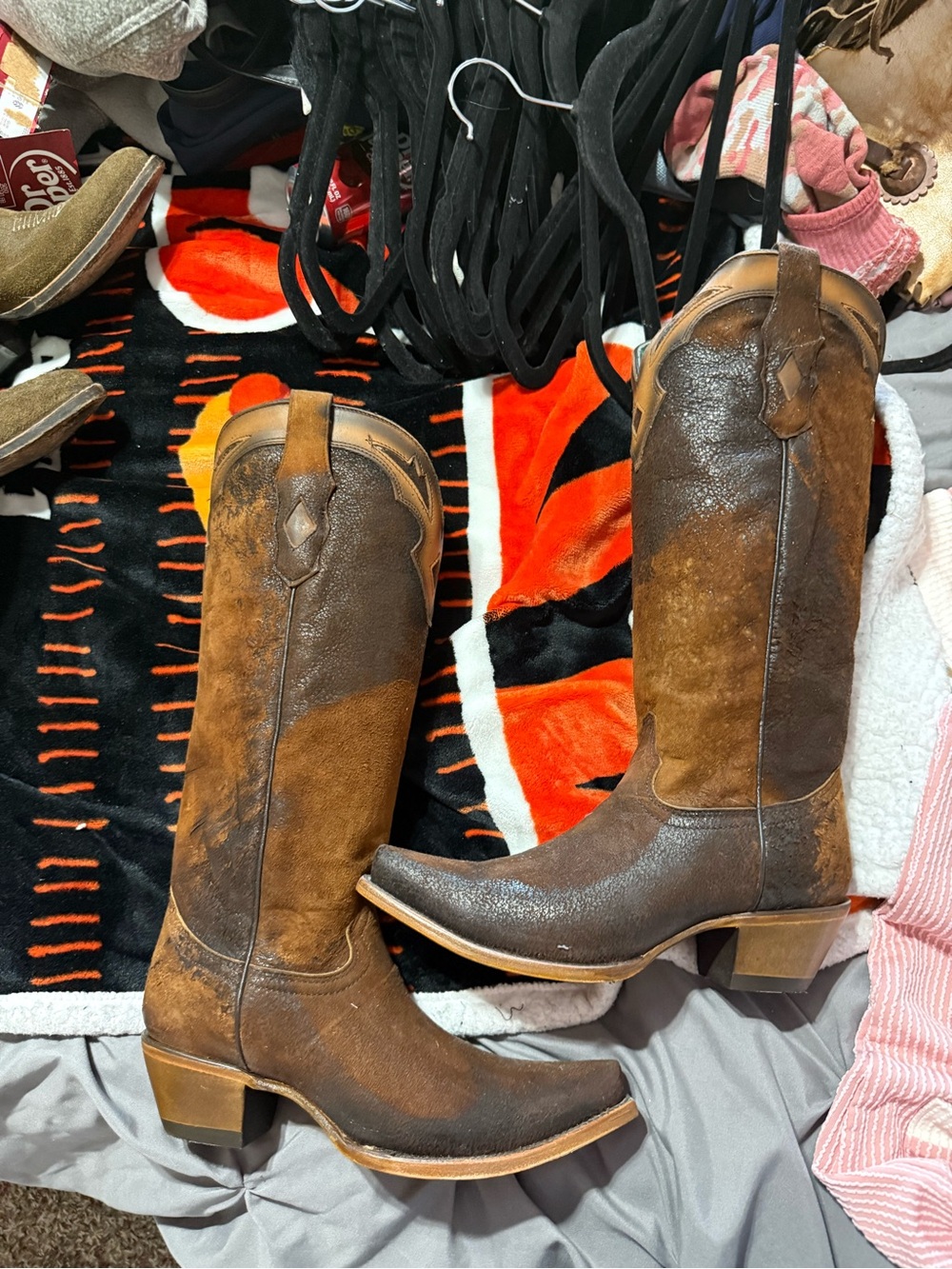 Circle G Two-Tone Brown Suede & Leather Western Boots